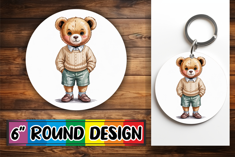Joyful Ornaments Circle PNG, Teddy Bear