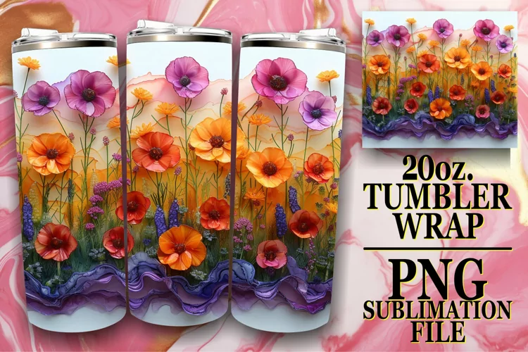 Charming Flower Meadow Tumbler Design Sublimation