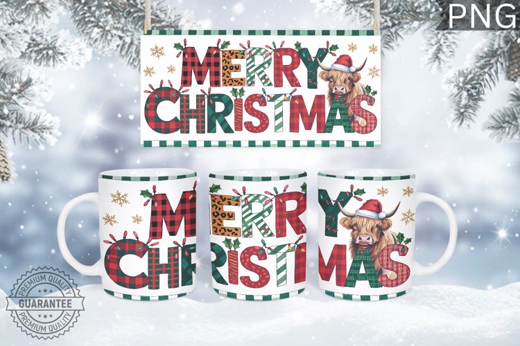 Merry Christmas Mug Wrap - Christmas Mug Sublimation