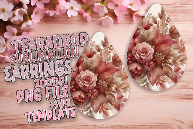 Vibrant Teardrop Design for Earrings , Autumn Flower