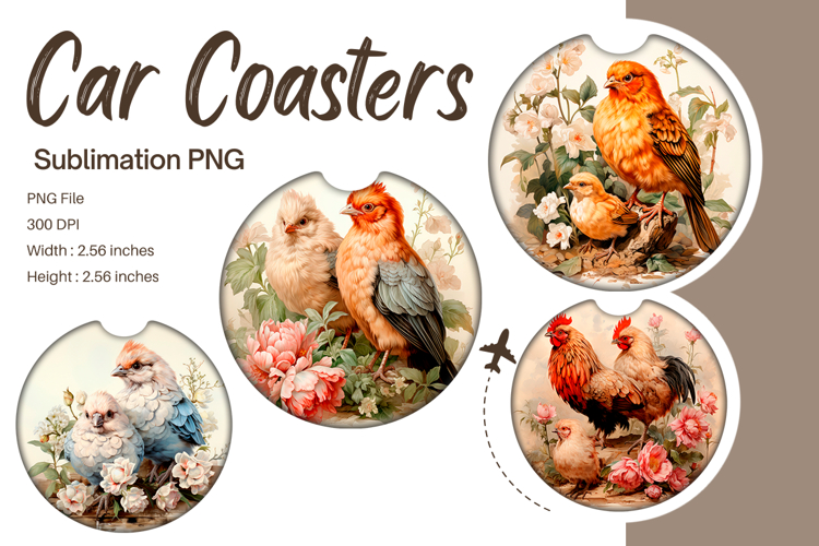 Bird Flower Car Coasters Accessories Printable Keychains_131