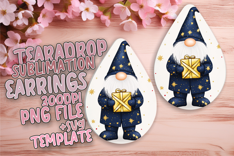 Elegant Teardrop Sublimation Design Artwork , Gnome