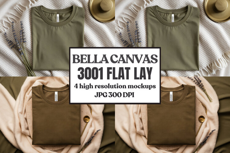 Folded Bella Canvas 3001 Flat Lay T-Shirt mockup example image 1