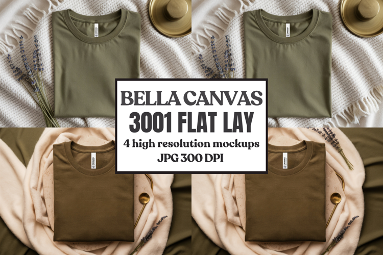 Folded Bella Canvas 3001 Flat Lay T-Shirt mockup