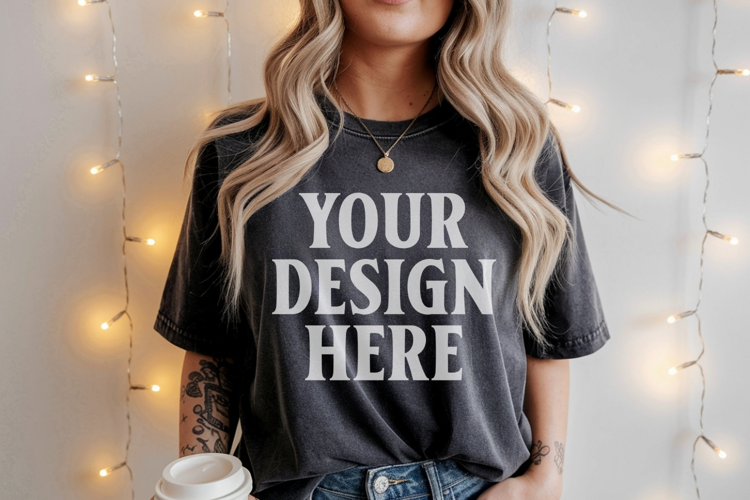 Christmas Comfort Colors 1717 Pepper TShirt Mockup, CC 1717