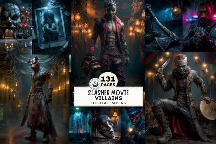 Slasher Movie Villain Horror Digital Papers Printable Pages