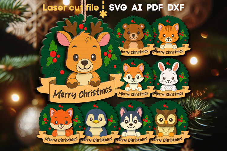 Christmas Tree Toys Bundle SVG laser cut file for Glowforge