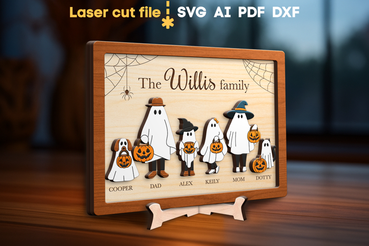 Halloween Ghost Family SVG laser cut files for Glowforge