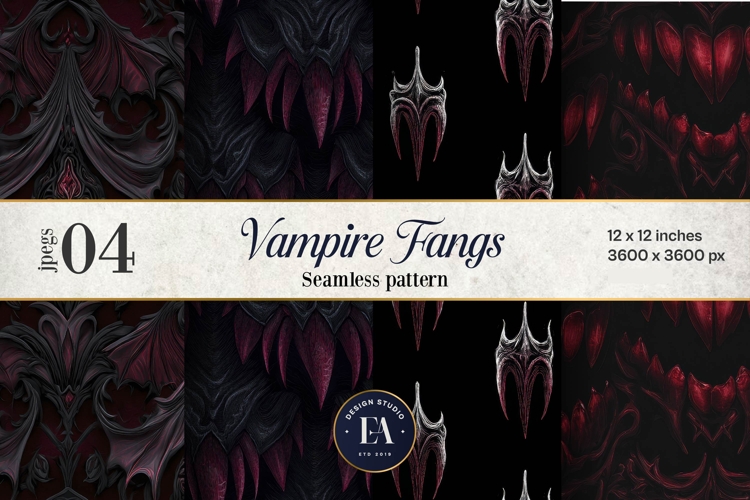 Vampire Fangs Pattern, Dark Gothic Teeth Digital Paper