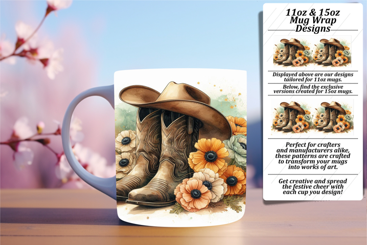 CUSTOM PNG Mug Wrap Design 11oz , Western