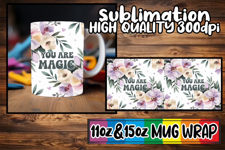 Happy hearts 11oz 15oz sublimation wrap, Flower Quote