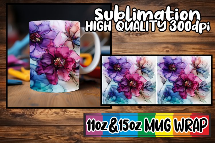Springtime Abstract Geometric Blooms Mug Wrap 11oz 15oz Subl