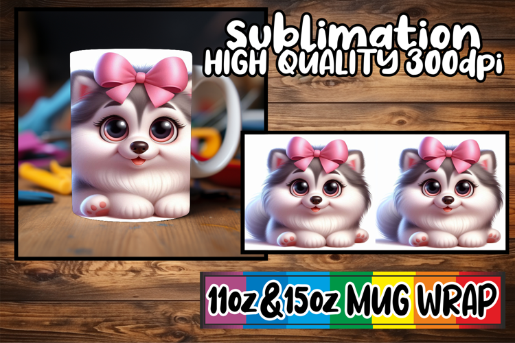 Lovely moments 11oz 15oz sublimation wrap, 3D Dog