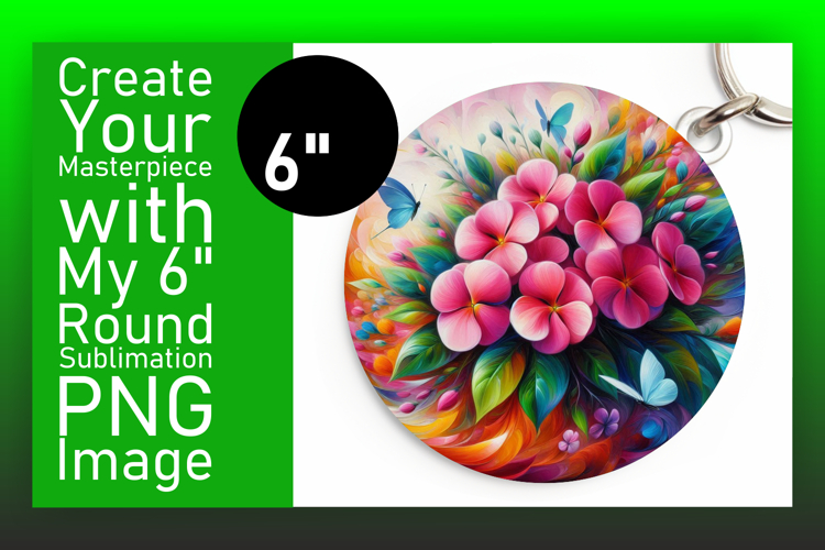 Sophisticated Round Design for Sublimation , Flowers