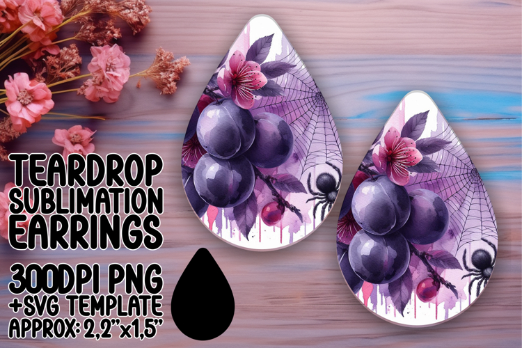 Trendy Teardrop Earrings Sublimation PNG , Halloween