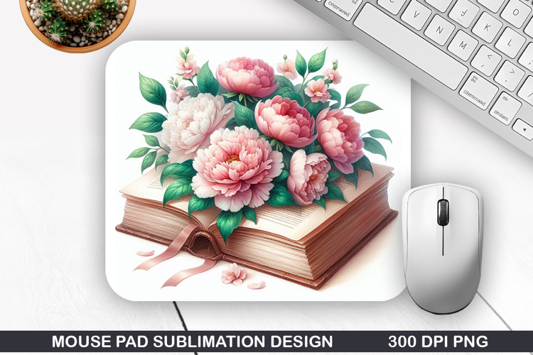 Book Flower Mouse Pad Sublimation, Animals Mouse Pad PNG