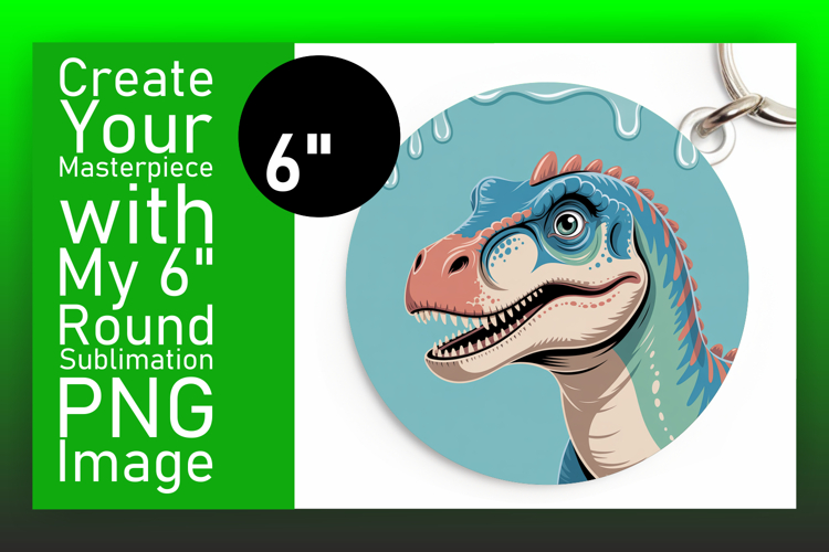 Gorgeous Circle Design Keychain Template , Cute Dino