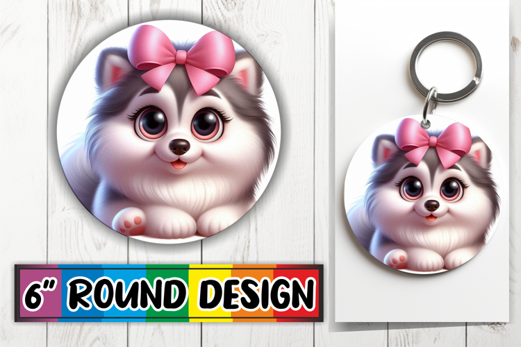 Luminous Car Coasters Round PNG, 3D Dog