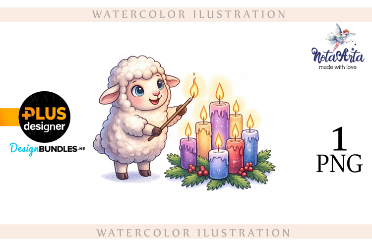 Christmas Sheep in Watercolor Style