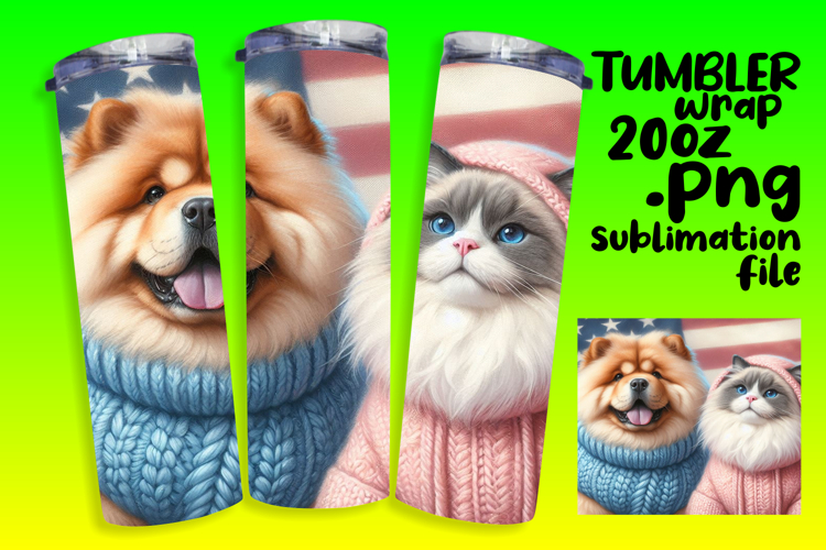 Unique Gift: 20oz Tumbler Design , Dog and cat