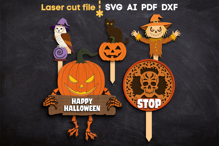 Halloween Yard Decor Bundle SVG laser cut file for Glowforge