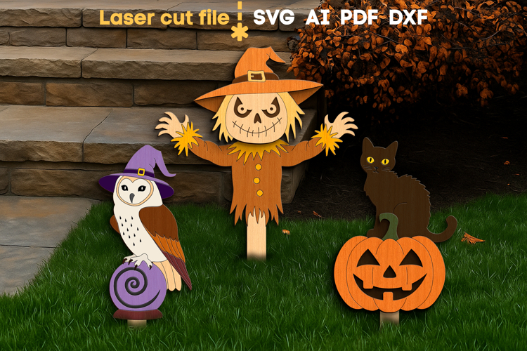 Halloween Yard Stake Bundle SVG laser cut file for Glowforge