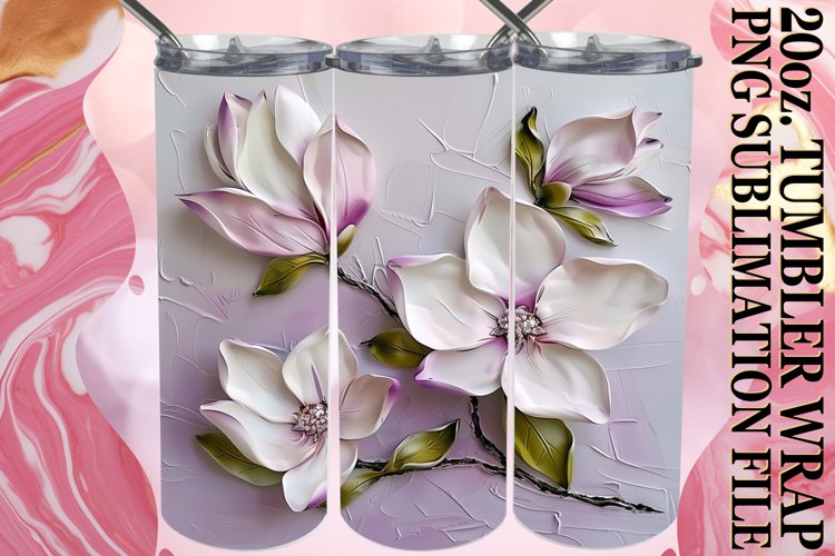 3D Flower Serenity: Sublimation 20oz Tumbler example image 1