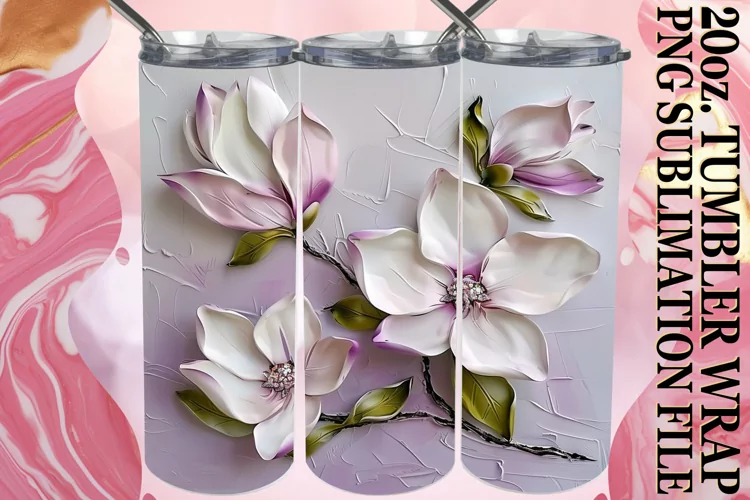 3D Flower Serenity: Sublimation 20oz Tumbler