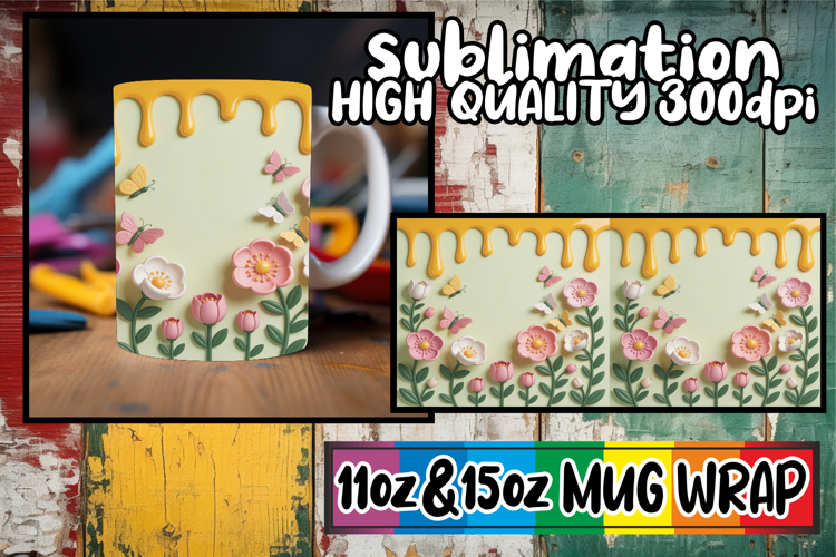 Refreshing spirit 11oz 15oz mug wrap, 3D Flowers