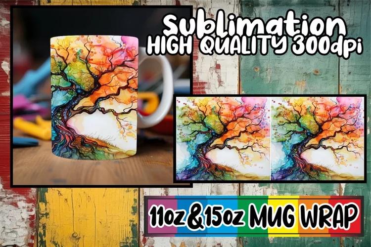 Blossom Haven Mug Sublimation Wrap - Sublimation 11oz 15oz