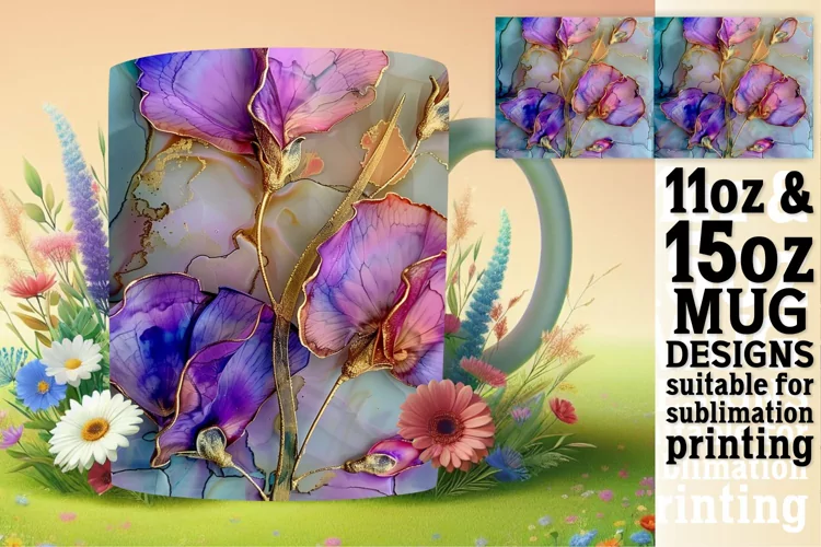 Whimsical 3D Blossom Wonder Mug Wrap: Sublimation - 11oz/15o