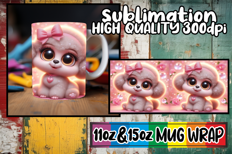 Gentle smiles 11oz 15oz sublimation wrap, 3D Dog