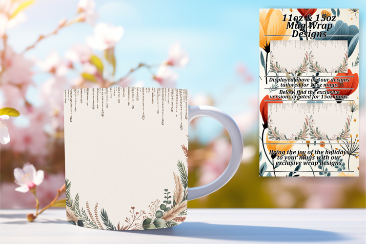 Colorful 11oz Mug Wrap Png Design , Christmas