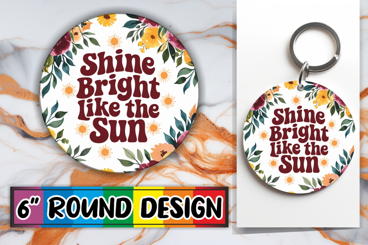 Unique Circle Keychain Magic, Flower Quote