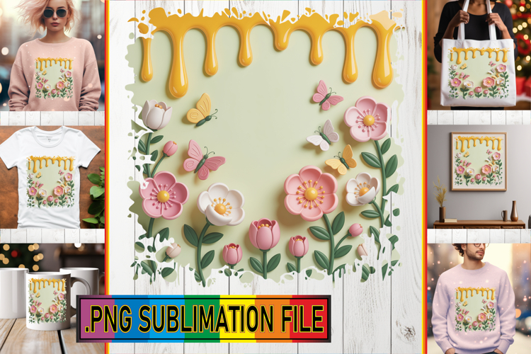 Bright TSHIRT Magic PNG, 3D Flowers