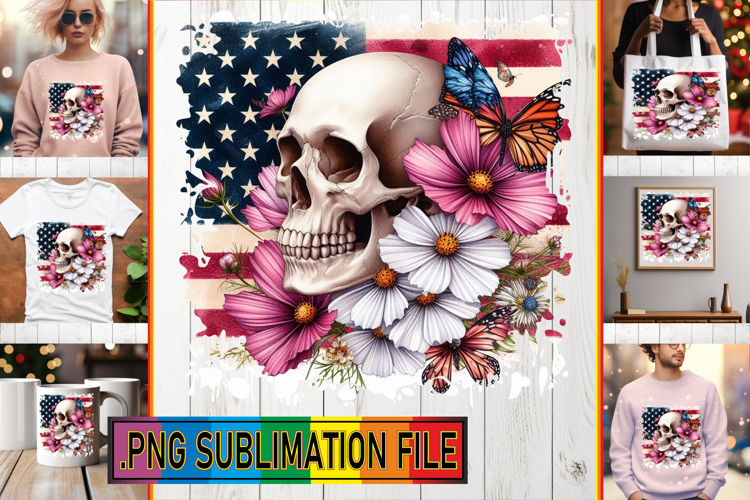 Joyful Sublimation TSHIRT Designs, Skull USA