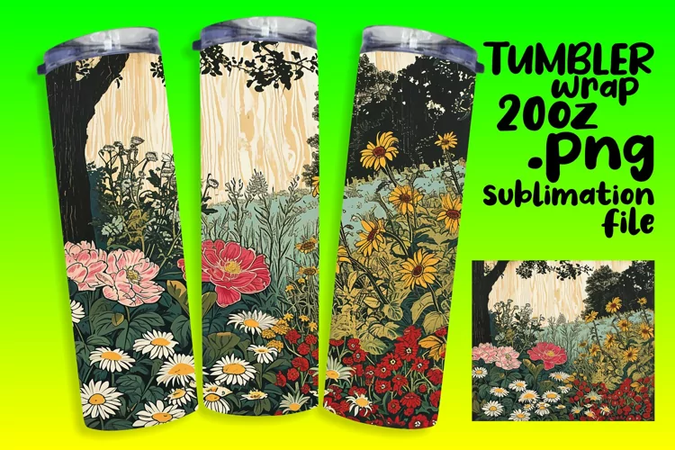 Retro Flower Pattern Sublimation Tumbler - 20oz Elegance