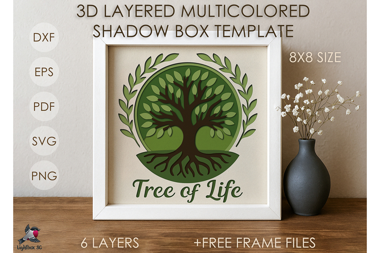 3D Tree of Life Colored Shadow box SVG Papercut template