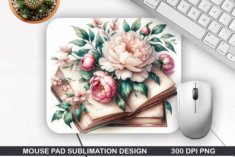 Book Flower Mouse Pad Sublimation, Animals Mouse Pad PNG