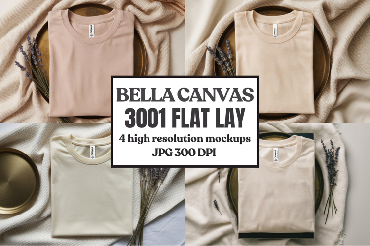 Folded Bella Canvas 3001 Flat Lay T-Shirt mockup