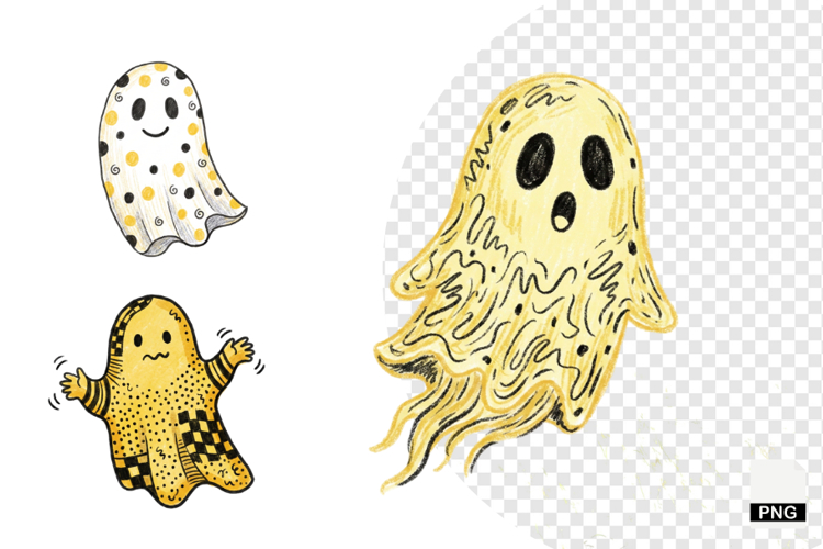 Doodle Halloween Ghosts PNG