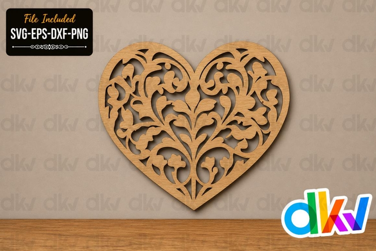 Floral Heart Laser Cut SVG File