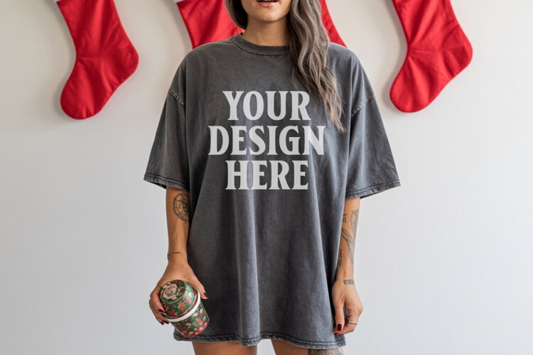 Pepper Christmas Comfort Colors 1717 TShirt Mockup, CC 1717 example image 1