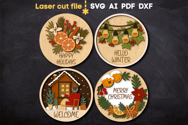 Christmas Signs Bundle SVG laser cut files for Glowforge