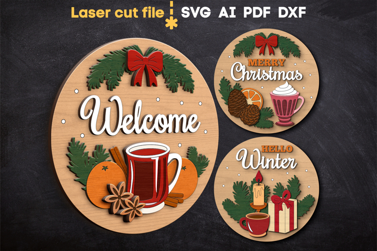 Christmas Signs Bundle SVG laser cut files for Glowforge