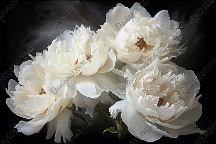 Elegant white peonies on dark background (4304875)