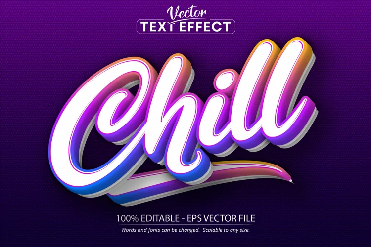 Chill text effect, minimalistic and colorful editable text s