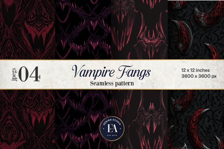 Vampire Fangs Pattern, Dark Gothic Teeth Digital Paper