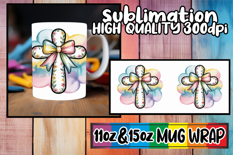 Timeless beauty 11oz 15oz sublimation wrap, Cross and Bow