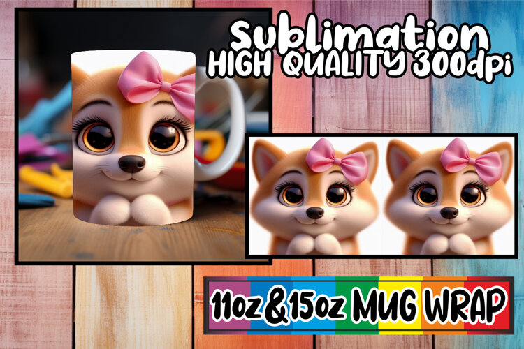 Cozy thoughts 11oz 15oz sublimation wrap, 3D Dog example image 1